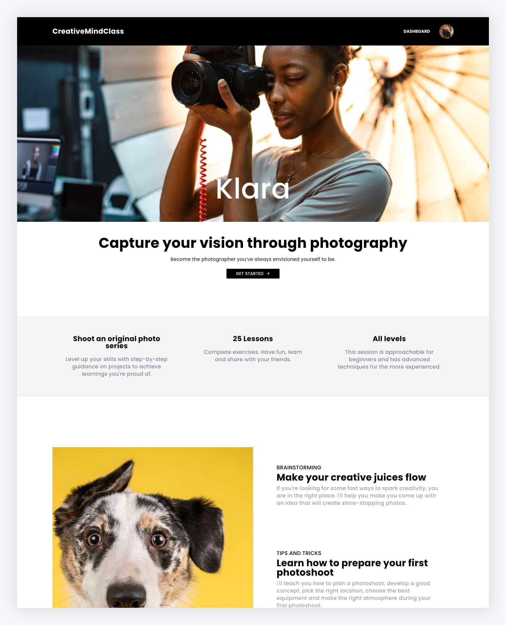 Photography Online Course Template